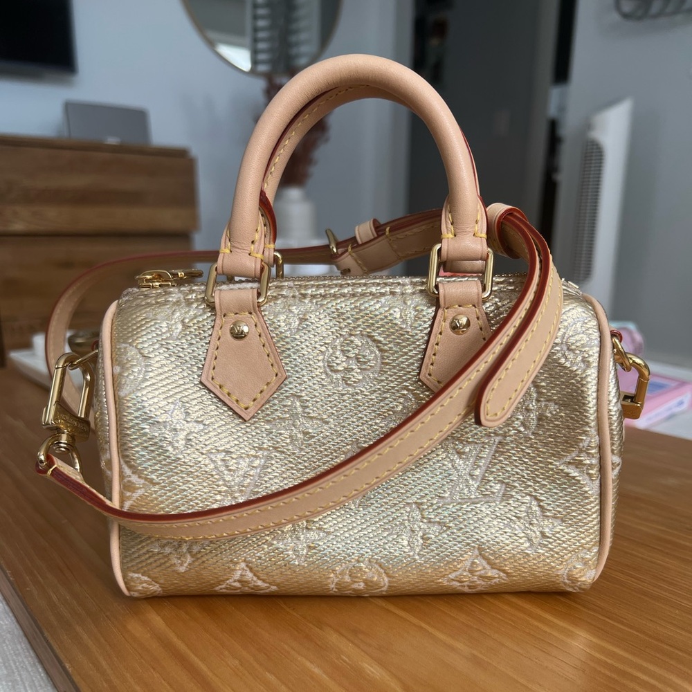 Louis Vuitton Monoglam Nano Speedy Beige
